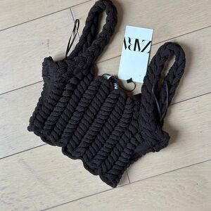 Zara crotchet cable knit top